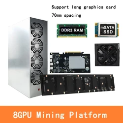 Conjunto de mineração mineiro chassi combinação 8 gpu bitcoin crypto ethereum btc equipamento de mineração placa mãe com 4 fãs