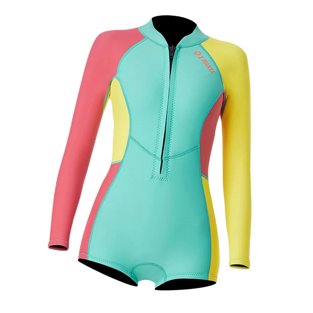 Women 1 Piece Wetsuit Front Zip Long Sleeve Diving Swimwear Women's Full Body Scuba Surfing Diving Wetsuits