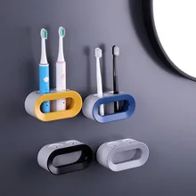 Estante de doble orificio para cepillo de dientes, soporte de cepillo de dientes eléctrico para baño, estante de almacenamiento sin perforaciones, accesorios de baño