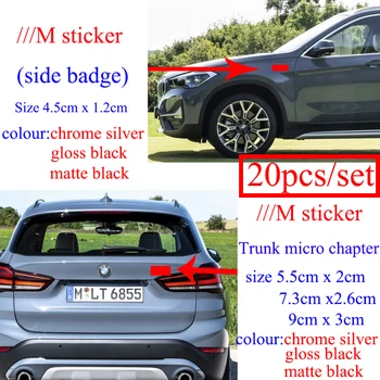 

20PCS M Power Performance Metal Logo Car Sticker Decal Emblem Grill Badge for BMW E46 E39 E90 E34 E36 E53 E60 x5 e70 Car styling