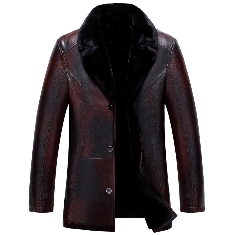 

High Quality Mens Faux Fur Leather Suede Coats Plus Size 5XL Russian Winter Homme Fur Leather Jackets Streetwear Coats Men C2246