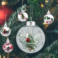 Bola colgante de acrílico transparente para árbol de Navidad, adorno rellenable para decoración de Navidad, bricolaje, 6/8/10cm, 3 uds.