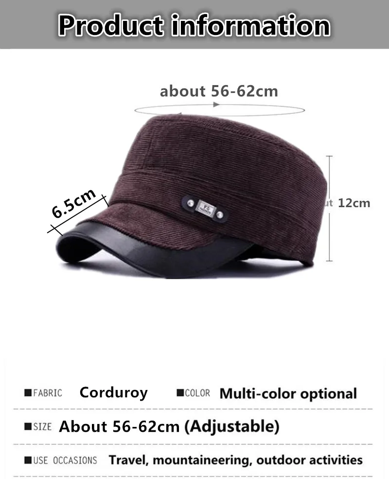SHALUOTAOTAO регулируемый размер мужская плоская кепка зимние модные вельветовые термо армейские кепки Snapback теплые наушники бренды папа шляпа