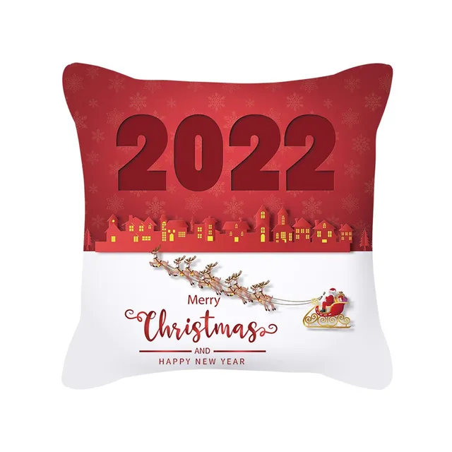 Christmas Pillowcase Cushion Covers 45x45cm Sofa Decoration Gift Letter Print Linen Pillow Cover For Home Xmas Ornament 2021 26