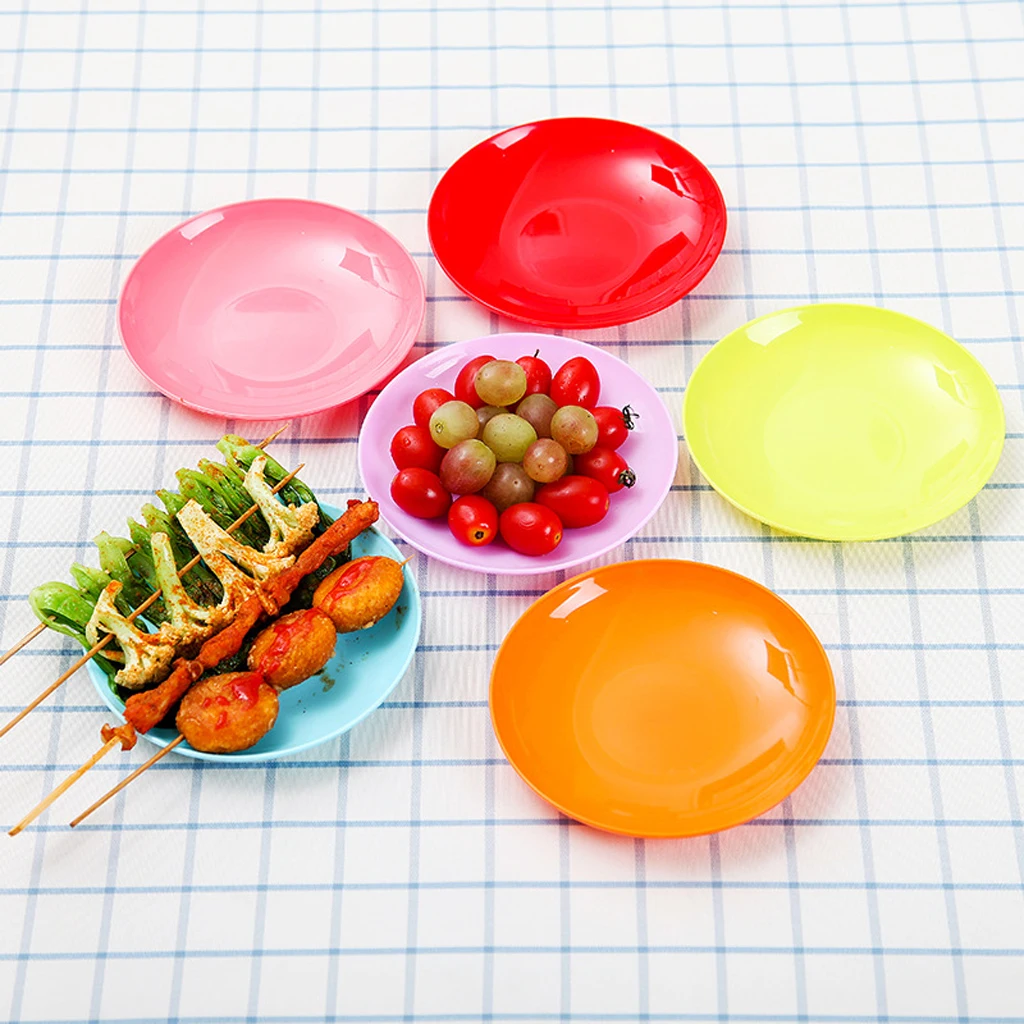 6Pcs Picnic Food Serving Container Tray Dishes Outdoor Home Use Plates