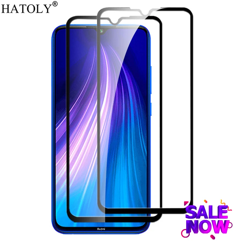 

2Pcs Full Glue Coverage Glass For Xiaomi Redmi Note 8 Pro Tempered Glass Screen Protector for Redmi Note 8 Pro Phone Glass Film