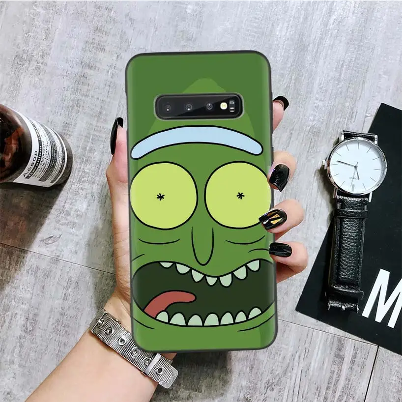 Rick and Morty Pickle Rick Black Cover Phone Case for Samsung Galaxy S10 Plus Lite Note 4
