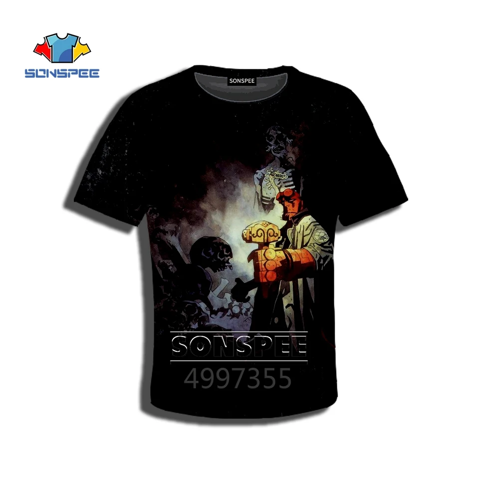 Футболка SONSPEE Son of Satan Hellboy в стиле Харадзюку; толстовка с капюшоном и 3D-принтом для мальчиков и девочек-подростков; детская одежда в стиле хип-хоп; X282