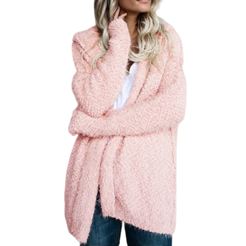 Women Hooded Cardigan Casual Solid Knitting Sweaters Big Sizes 3XL 4XL 5XL Oversized Warm Coat Autumn New Female Outwear 2019 |