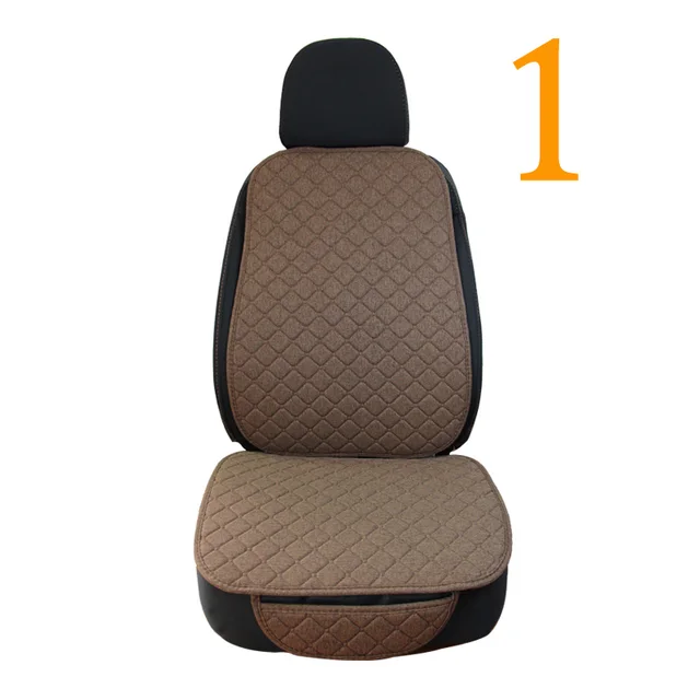 Universal Car Seat Cover Protector Linen Front Rear Back Flax Automobile Cushion Pad Mat Backrest Auto Car Accessori Interior 1 front coffee