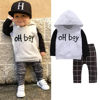 

6M-4T Autumn Toddler Baby Boys Hooded Hoodie Tops+Long Pants 2pcs Outfits Cotton Clothes Set