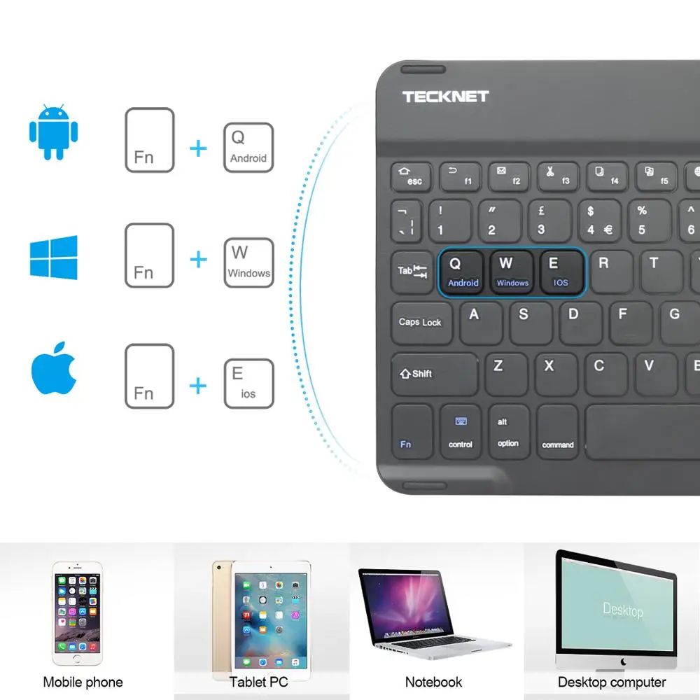 TeckNet ультра-тонкая беспроводная Bluetooth британская раскладка клавиатуры компьютерная клавиатура Встроенный литий-полимерный перезаряжаемый аккумулятор для iOS Mac