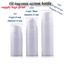 50 шт./лот 5 мл 10 мл 15 мл PP небольшой образец безвоздушная бутылка с пневмонасосом Лосьон бутылка используется для косметический контейнер