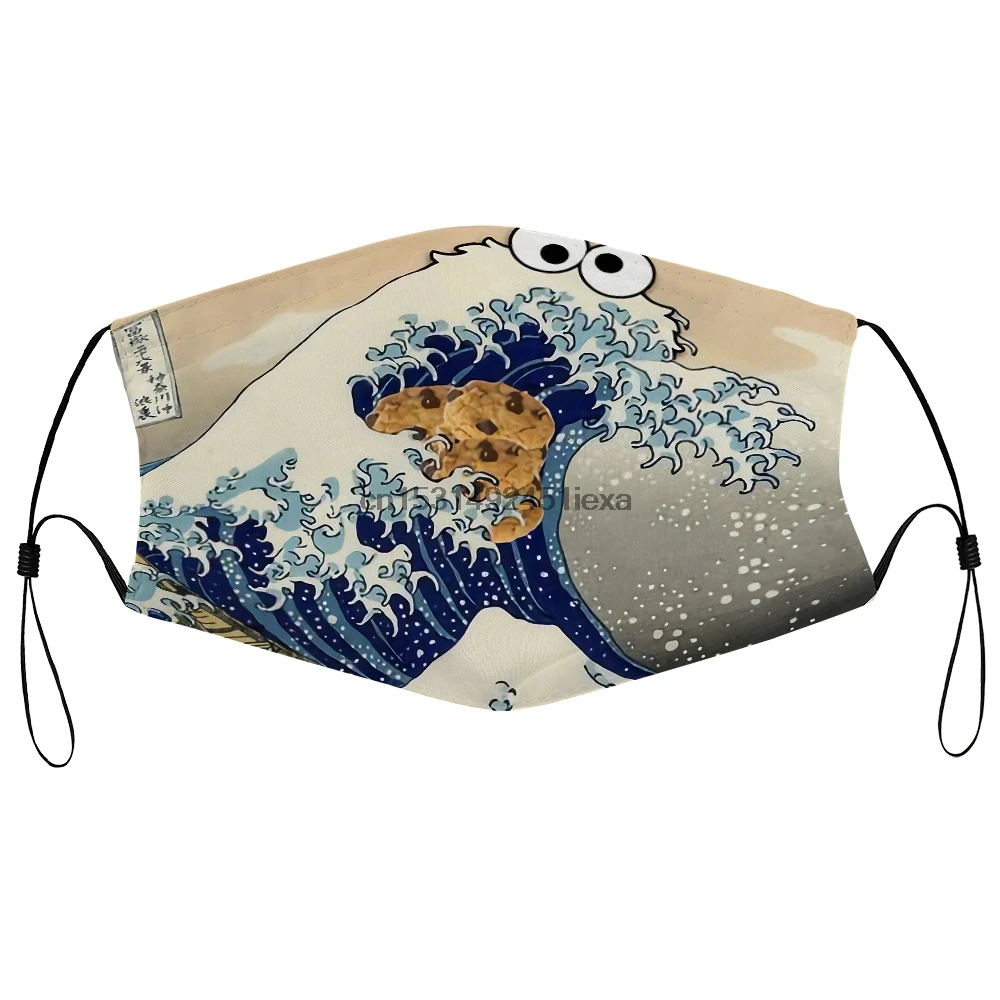 Пылезащитная маска с фильтром печенье монстр волна Kanagawa Hokusai черный над d чистый