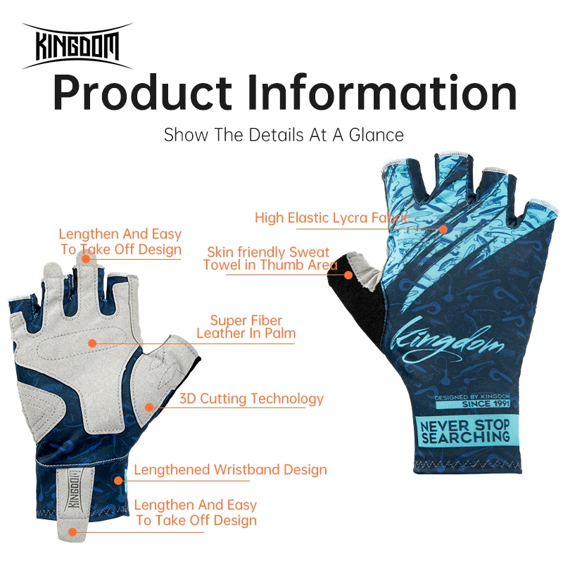 Cycling Gloves Fingerless Gloves Fishing Gloves Kingdom Ice Lycra Fabric Anti-slip Fishing Gloves Outdoor Sports Breathable Cycling Bike Bicycle Camping Hiking Fingerless Glove