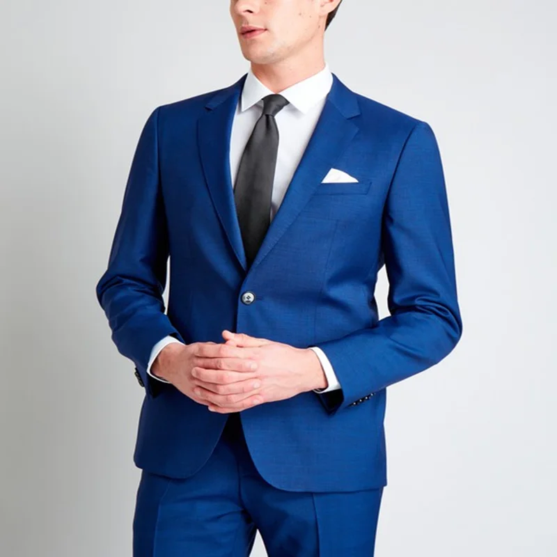 国内未発売モデル メンズ結婚式スーツ二枚ロイヤルブルーフォーマルスタイリッシュなノッチラペルスリムフィットファッション ブレザージャケットパンツウェディングパーティー衣装 店頭展示処分特価 Other Senfinances Sn