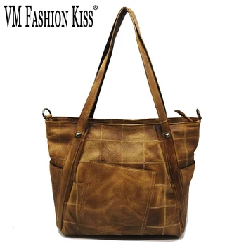 

VM FASHION KISS 2019 Handwork Color Crossbody Bags For Women Totes Shoulder Bag Genuine Leather Handbags Female Messenger Bags