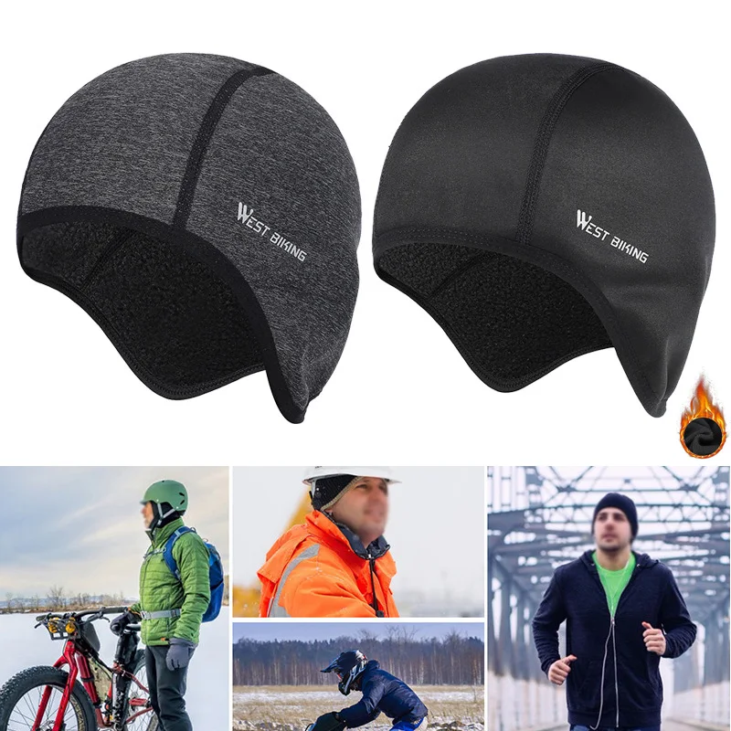 Высокое качество WEST BIKING, как для мужчин, так и для женщин, Велоспорт Кепки зимние Термальность ветрозащитная спортивная шапка Черный, серый цвет, ткань не скатывается
