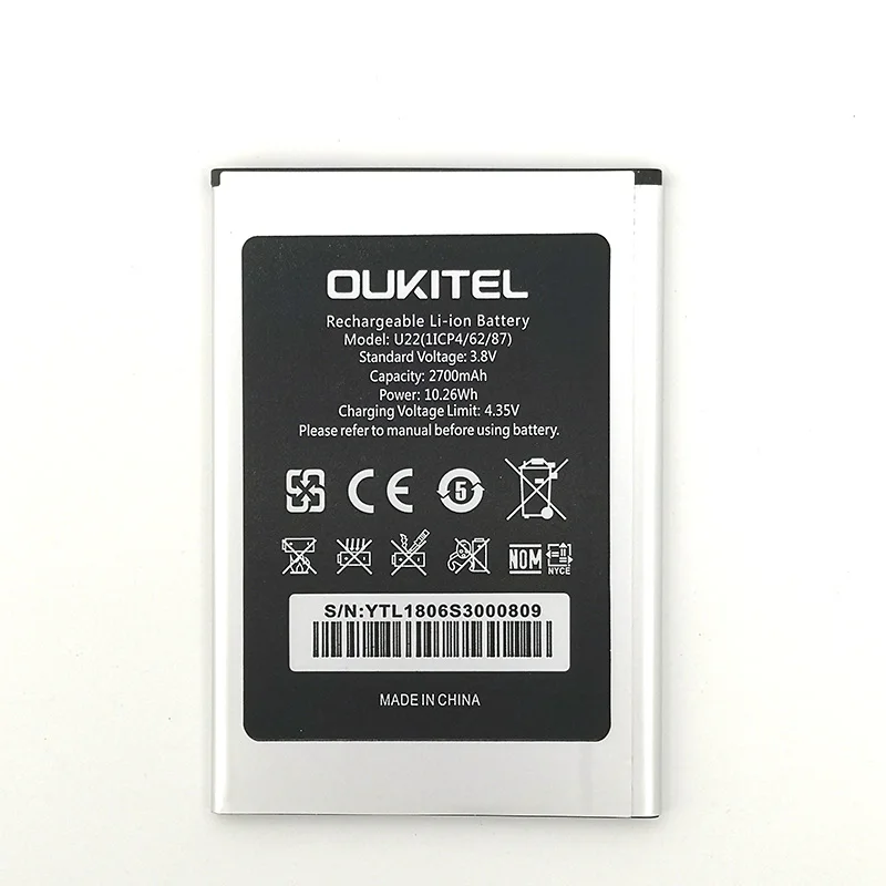 WISECOCO 2 шт. новый оригинальный аккумулятор 2700 мА/ч u22 для Oukitel U22 мобильный телефон