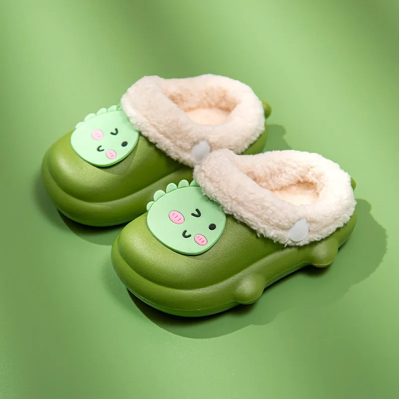 0-7y Kids Mules & Clogs Winter Boys Girls Sandals Flat Cartoon Water Proof Add Wool Beach Slippers Children Garden Shoes hc17