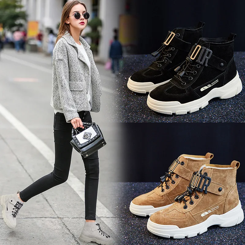 

2019 Autumn And Winter New Style Versatile Genuine Leather Martin Boots Women's Velcro British-Style Short Boots Women's Handsom