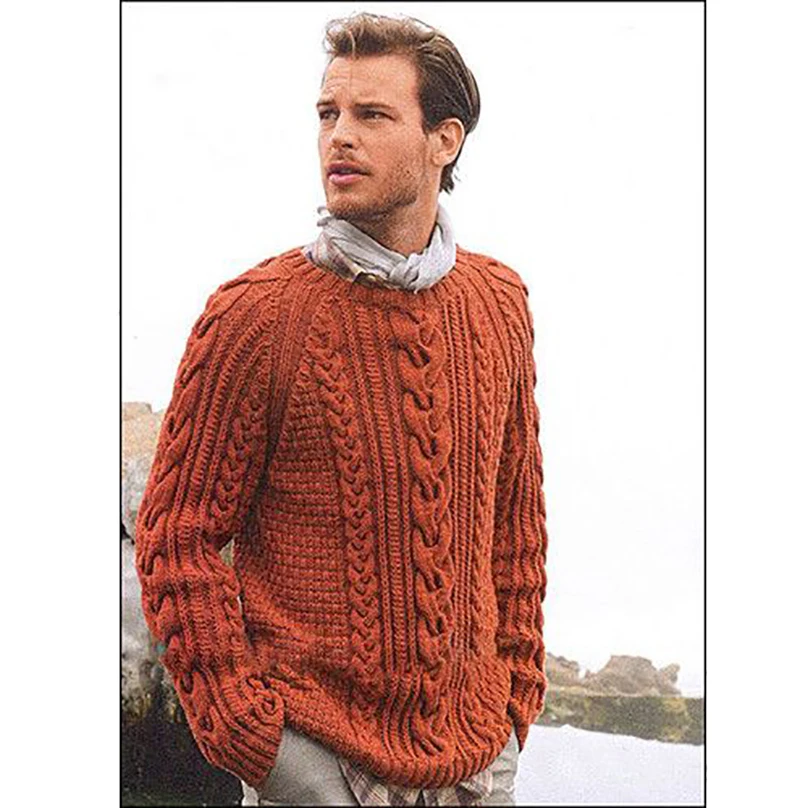 Зимний мужской пуловер, свитер, повседневный мягкий и удобный пуловер, свитер, пальто, толстый теплый, ручной вязки, крутой мужской свитер