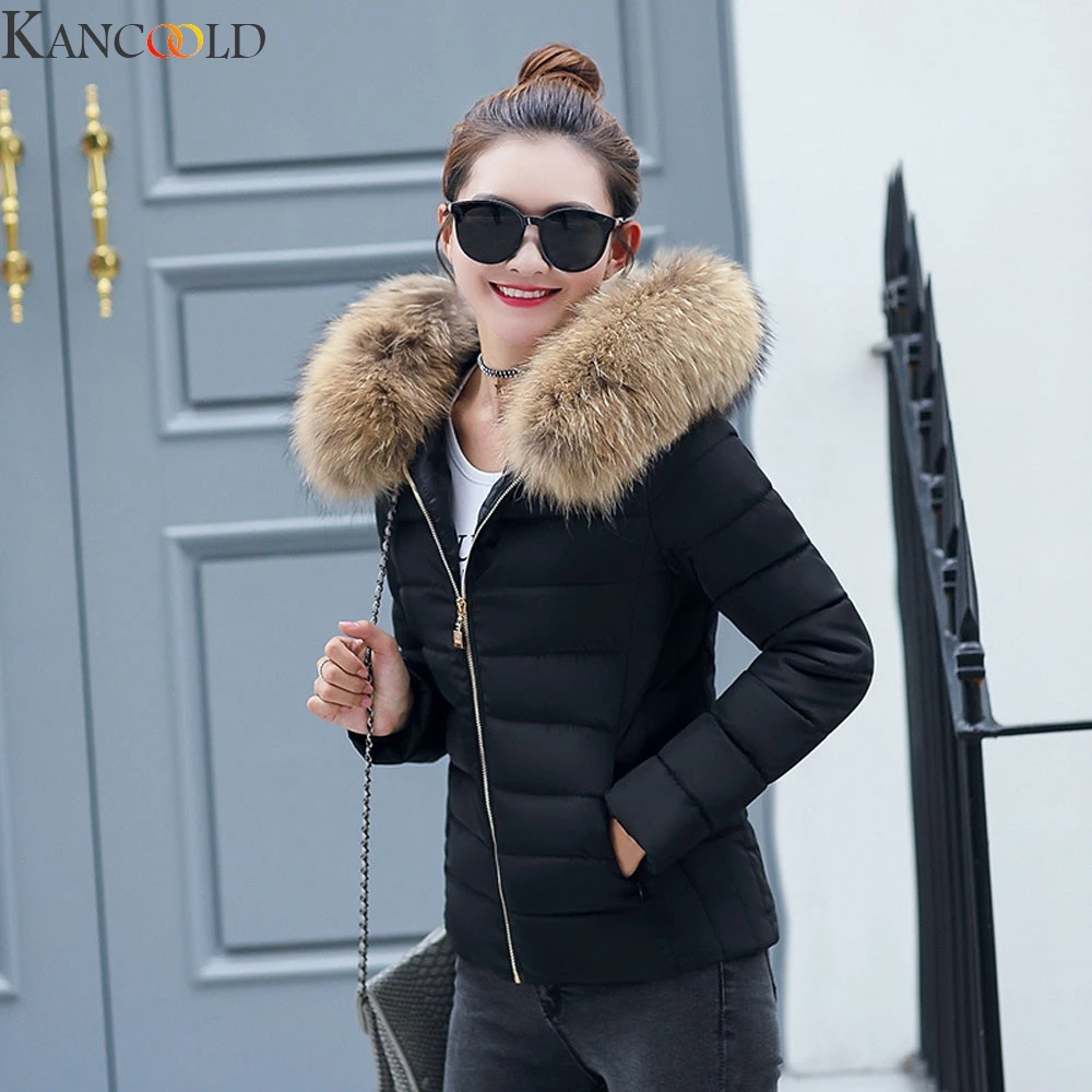 low cost  KANCOOLD New Winter Coat Women Winter Jacket Womens Parkas Gloves warm detachable fur collar detach