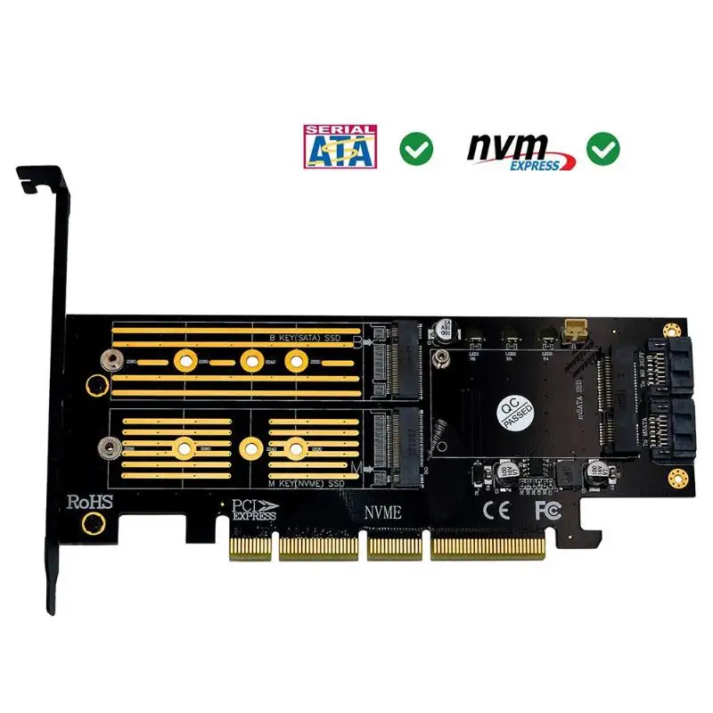 Адаптер 3 в 1 mSATA M.2 PCIE NVMe SSD к PCI E 0 4X SATA карта адаптера для M2 AHCI твердотельный диск