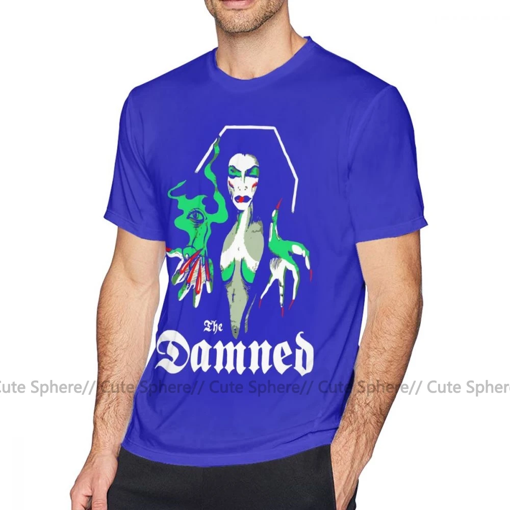 Футболка в стиле панк футболка с надписью «THE DAMNED Vampira» летняя футболка с короткими рукавами футболка с потрясающим принтом из 100 хлопка, 6xl - Цвет: Blue