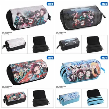 

Anime Demon Slayer: Kimetsu No Yaiba Cosplay Pencil Case Cartoon Cosmetic Make Up Bag Canvas Double Zipper Stationery Bag Gift