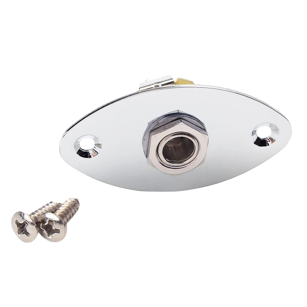 Chrome Flat Guitar Bass Output Jack Plate 1/4'' For Cigar Box Guitar Parts