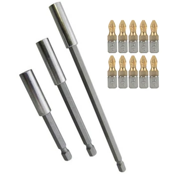 

3 Pieces Set Hexagon Sockets Adapters Shank Extensions 10x 25mm PH2 Drills Bit Alloy Steel Drill Bits