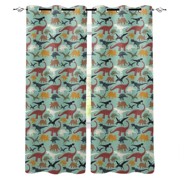 

Animal Dinosaur Camouflage Silhouette Window Curtains Home Decor Kitchen Items Curtain Panel Curtains for Living Room