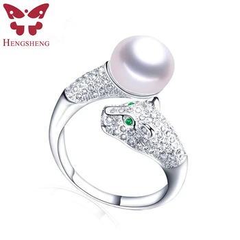 

Clearance Sale High Quality 100% Natural Pearl Rings For Women Luxury Zircon Silver925 Leopard Head Fine Jewelry Adjustable Ring