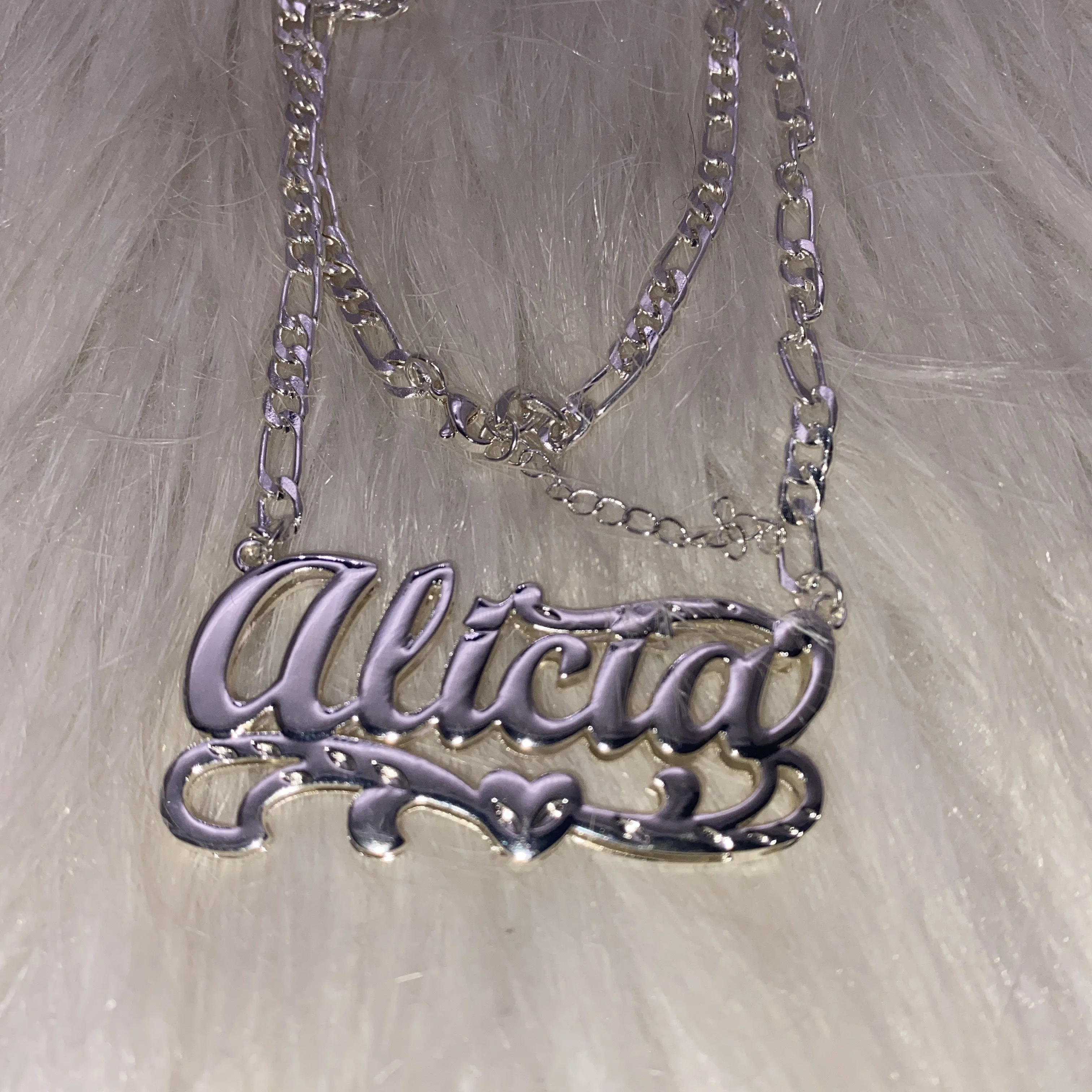 Custom Name Necklace Figaro Chain Double Plated Name Necklace Gothic Stainless Steel Pendants Necklace Personlized Gift for Men