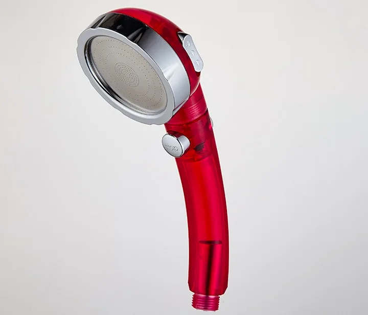 Вращающаяся на 360 градусов Регулируемая водосберегающая душевая головка 3 режима душ давление воды с кнопкой управления водой набор для ванной комнаты - Цвет: rose red