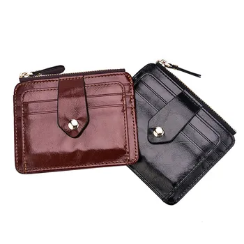 

Women's Short Leather Retro Style Card Holder Solid Color Wallet Multifunction Case Folding Zip Business Short Wallet 2020 New