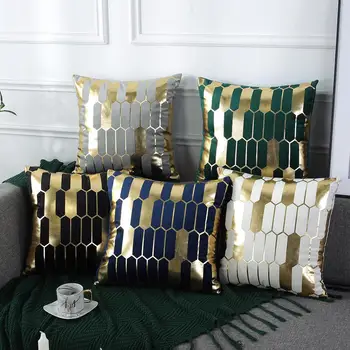 

Gold Geometric Cushion Cover Sofa Decorative Throw Pillow Case Home Decoration Chair Sofa Decoration Square Pillowcase