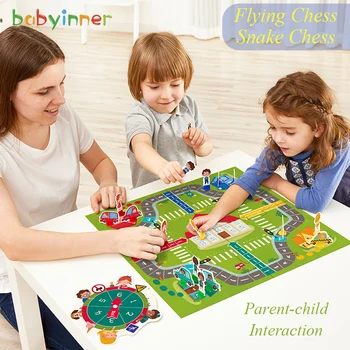 

TOI Flying Chess Snake Chess Two In One 43*43cm Children Puzzle Parent-Child Games Traffic Cognitive Preschool 3-9 Years