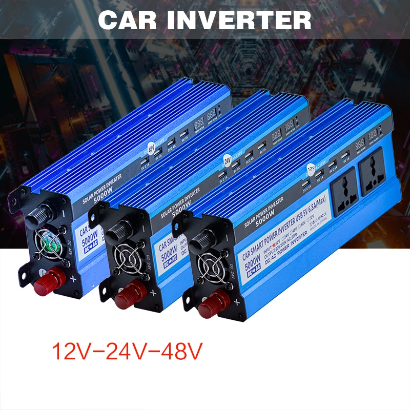 US $45.99 Solar Inverter 122448v 220v 5000w Inverter Voltage Converter Transformer 4 Usb Solar Power Inverter Charger For Car Home