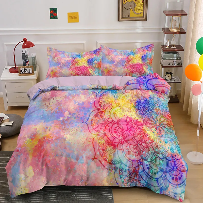 bohemia mandala duvet cover com fronha psychedelic conjunto de cama peças roupas