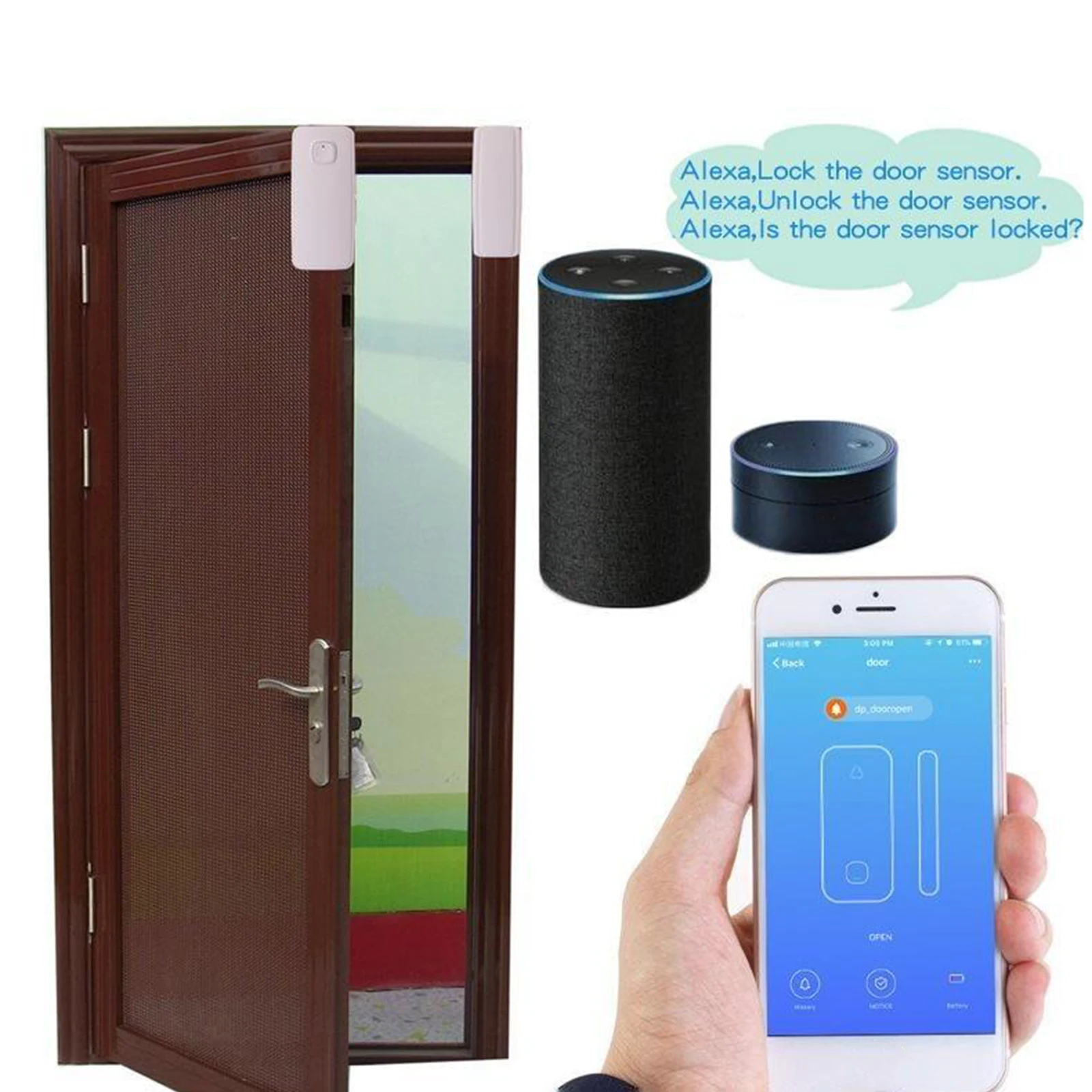 WiFi Door Windows Sensor Smart Phone APP Control Door Status Magnetic Detector Wireless Security Alarm for Home Bussiness Alert