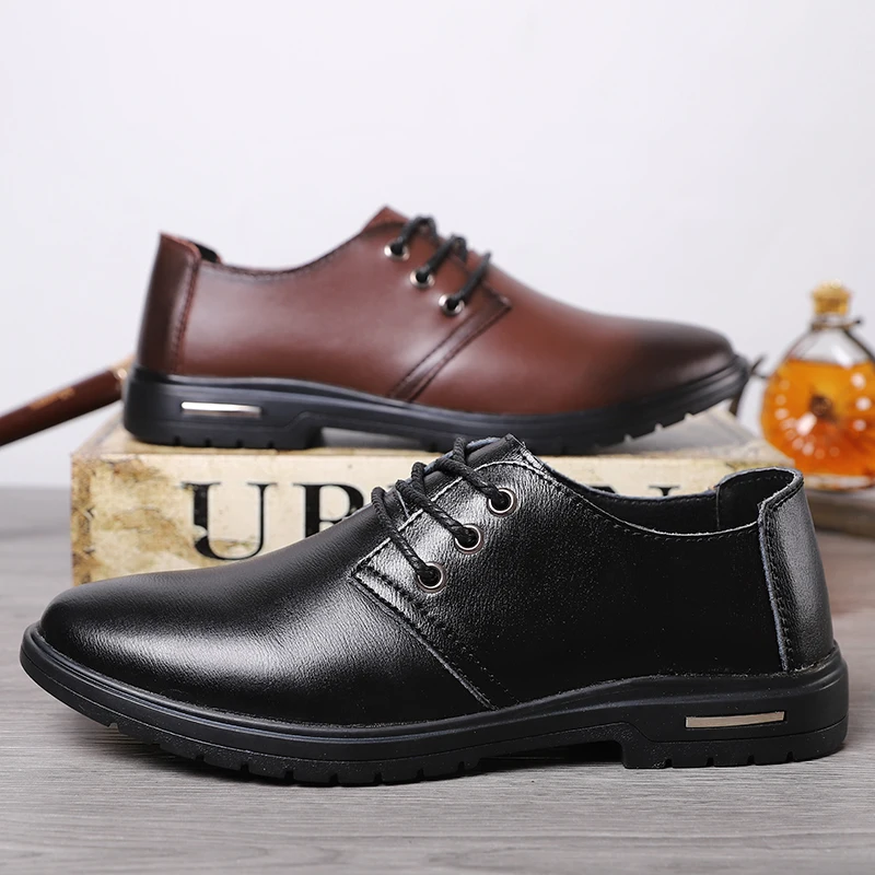 

Casual Men Oxford Dress Shoes Pointed Toe Mens Formal Shoe Elegant Simple Gentleman Loafers Flats Size 38-47 Leather Shoes *