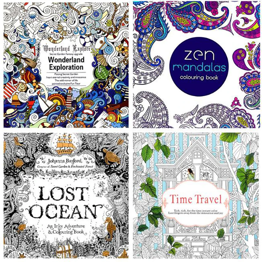 1Pc 24 Pages Creative Mandala Flower Travel Time Coloring Book Children Kids Painting Graffiti Books DIY Drawing | Канцтовары для
