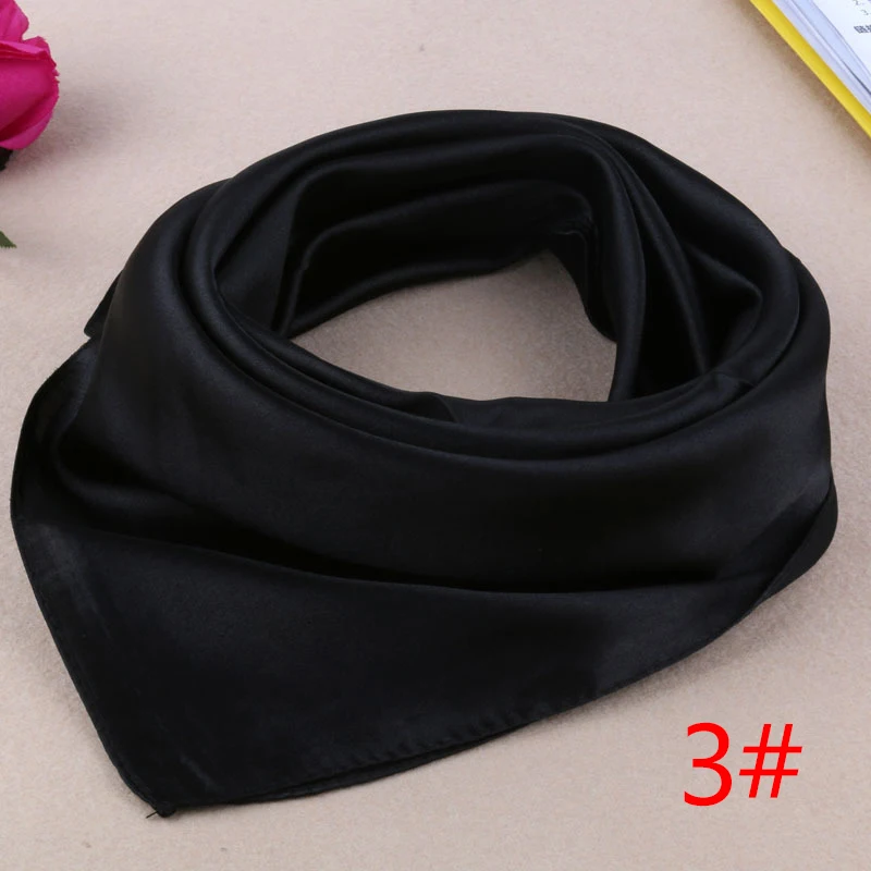 60cm*60cm Women Silk Feel Satin Square Scarf Small Plain Neckerchief Scarf Bandana 2