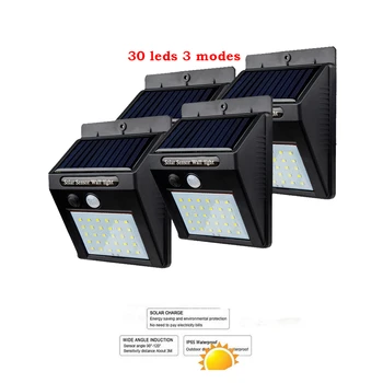

2/4PCS 30lED Solar Lamp Outdoor Waterproof Ip65 Three Sides Induction Wall Lamp Flame Garden Street Lighting Emergency Modern 50