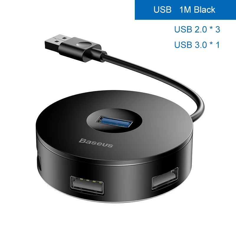 Baseus usb-хаб C концентратор для нескольких USB 3,0 для MacBook Pro huawei mate адаптер док-станция высокоскоростной Тип C концентратор USB 2,0 разветвитель расширитель - Цвет: USB 1M Black