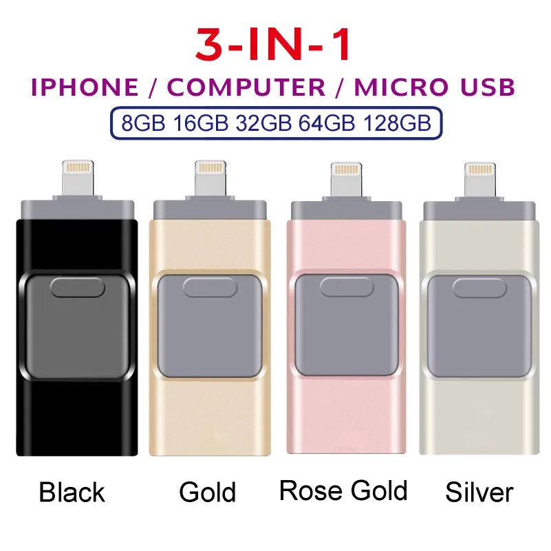 jump drive 3in1 Otg Usb Flash Drive 8gb 16gb 32gb 64gb 128gb 256gb For Iphone Ipad Tablet phone lightning android Pen Drive Usb Stick 64gb usb