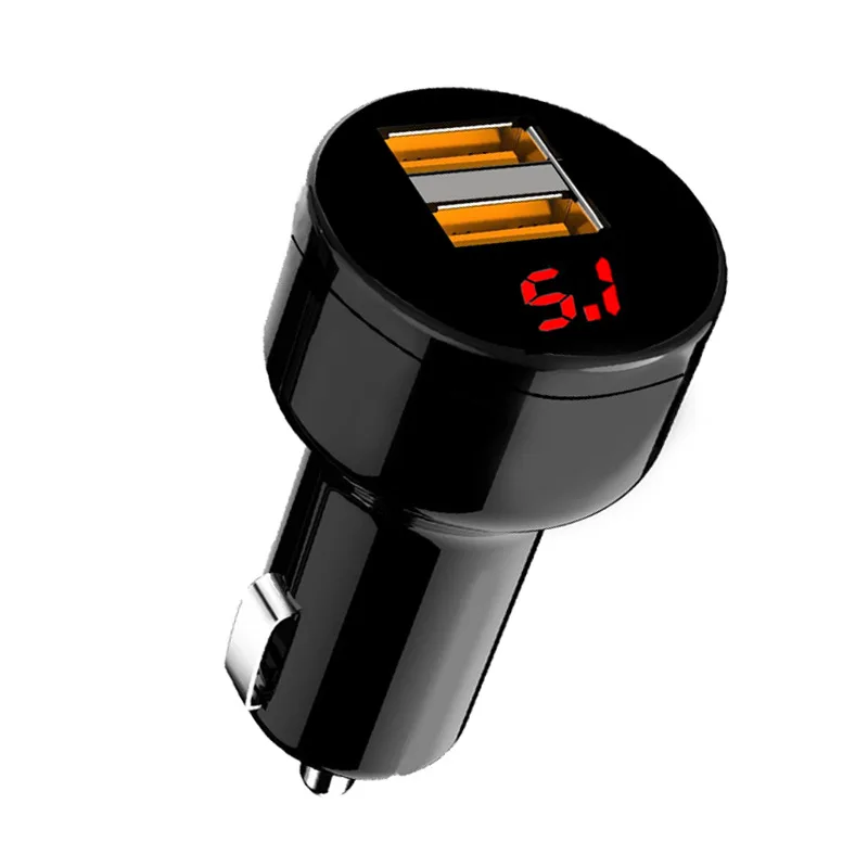 

5V usb LED digital display Anti-shock car charger car mobile phone 3.1a dual port fire retardant Cactus intelligent Car Charger