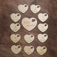 

13pcs/Set Personalised Baby Shower Gift Heart Wood Milestone Card Baby Birth Announcement